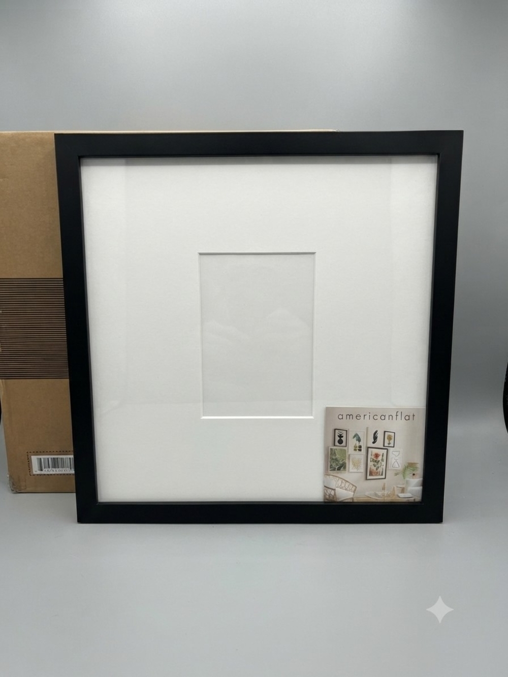 Americanflat 14x14 Square Picture Frame Matted for 5x7 Black NIB